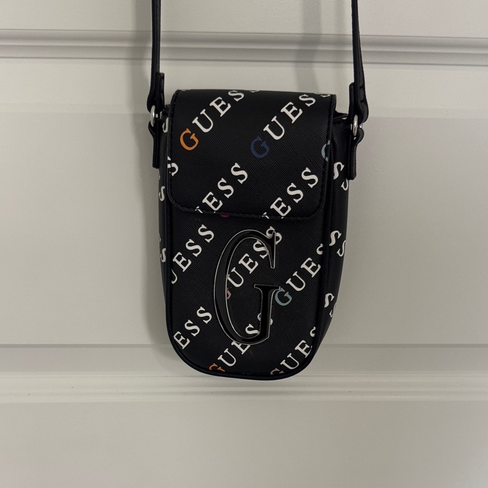 GUESS Black Multicolor Logo Crossbody Bag